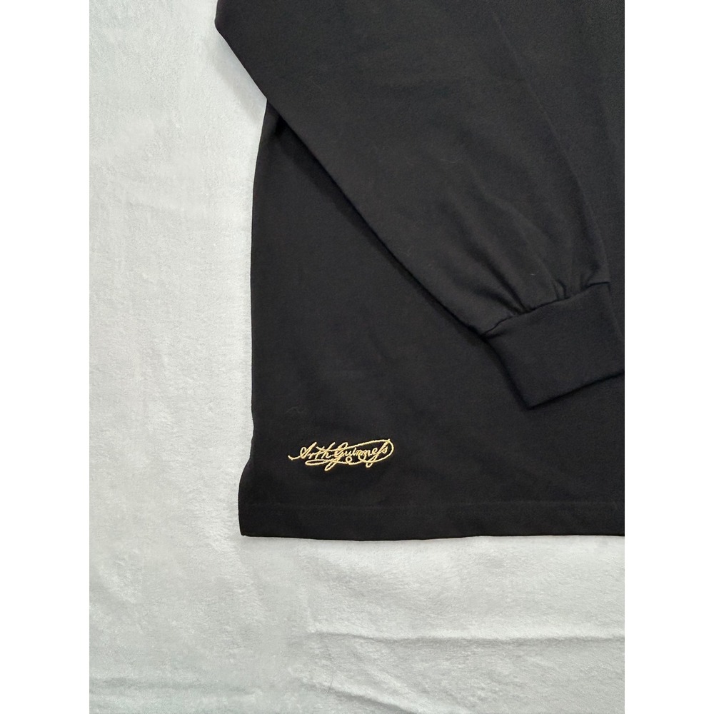 Guinness Mens Long Sleeve Rugby Shirt Black Gold Harp Logo Size L NWT - Picture 4 of 7